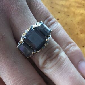 Natural Silver Sapphire Sterling Silver Ring Size 7